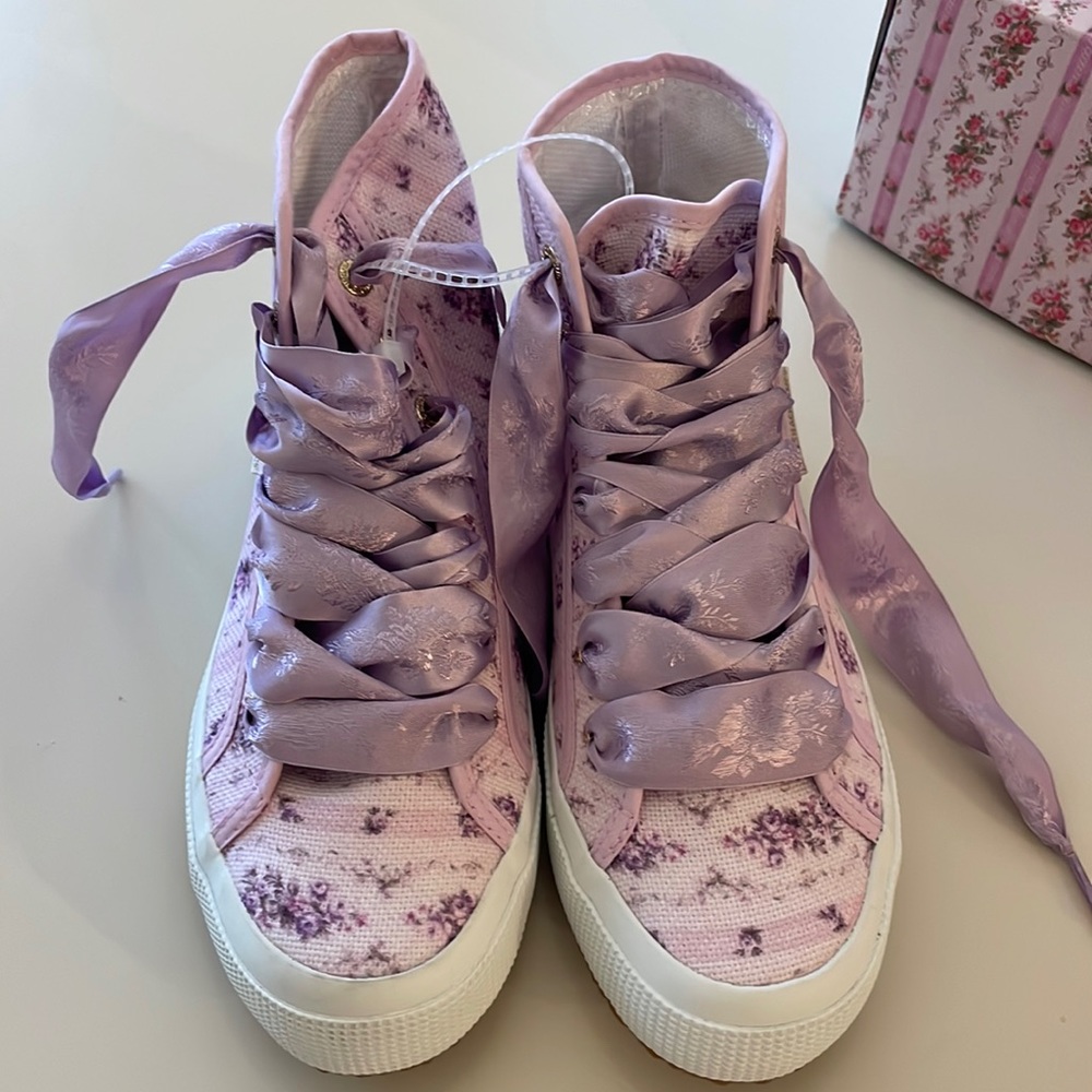 Love Shack Fancy Superga Hightop Sneakers, Ripe Grapevine (purple), women’s 6